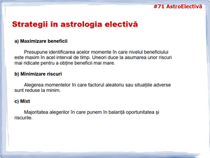 #71 Astrologia electivă - elemente de bază